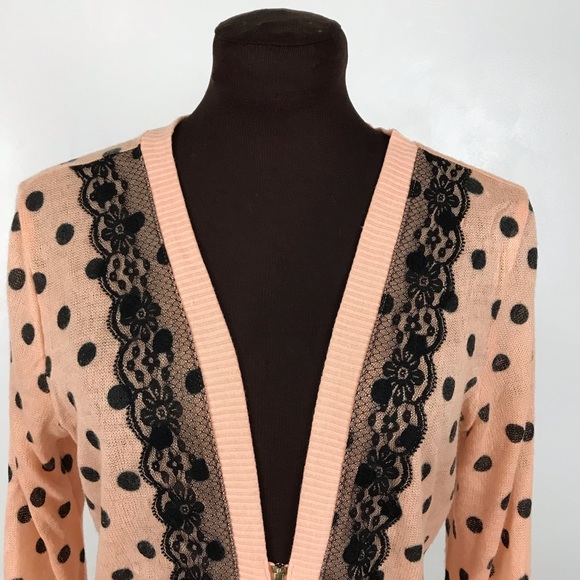 Spoiled Polkadots Cardigan Size S Black/Peach 144 - Picture 2 of 8